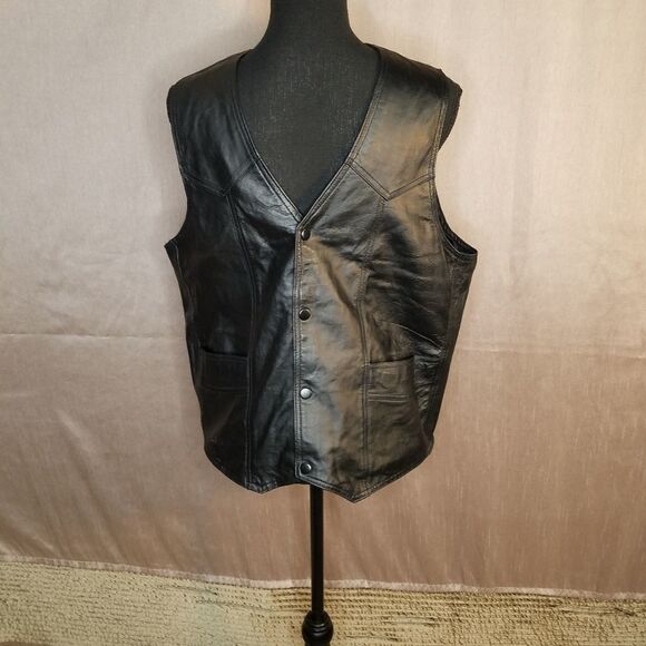 WILDA Snap Closure Leather Vest Large - Picture 1 of 8